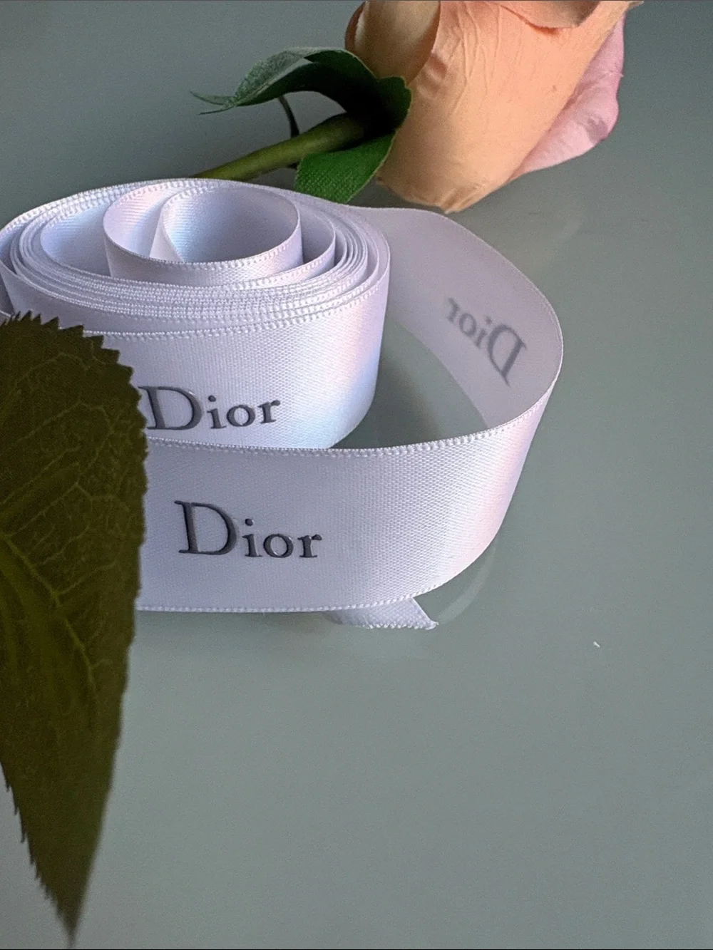 Dior White Logo Satin Ribbon